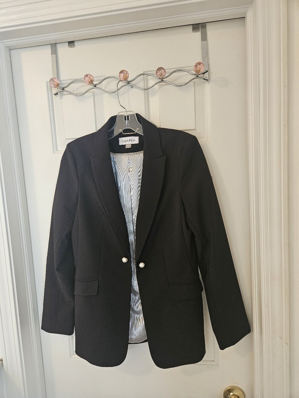 Calvin Klein Black Women's Blazer with Pearl Buttons